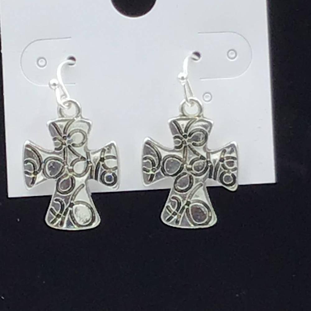 Kim‎ Rogers Silver Cross Earrings